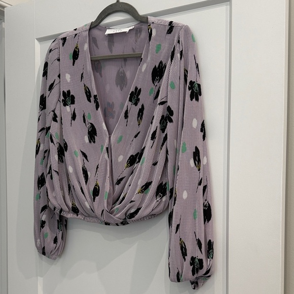 Astr Plisse Floral Wrap Blouse - Picture 3 of 4